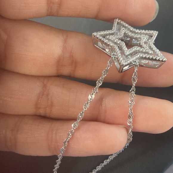 Star 925 sterling silver necklace cz - Picture 5 of 8